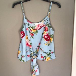 Lush, S, floral tank top with tie front